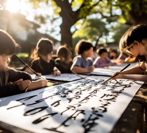 校园书法风采，二年级学子挥毫描绘校园生活