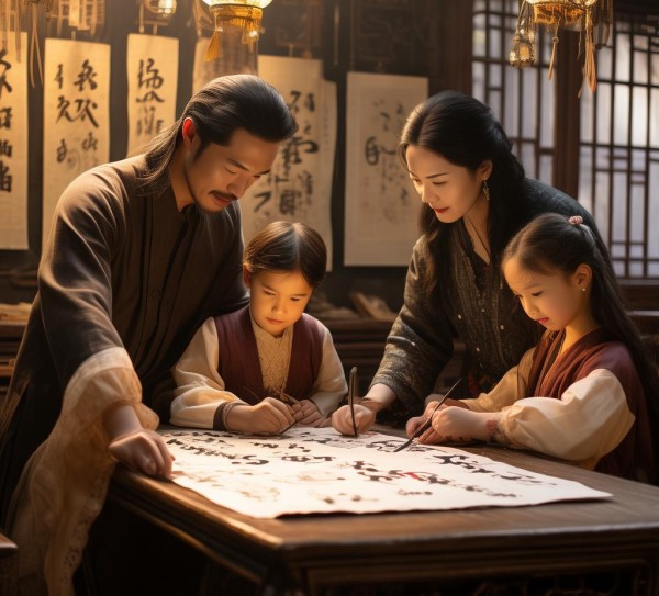 翰墨飘香颂和谐——书法艺术中的幸福家庭生活画卷
